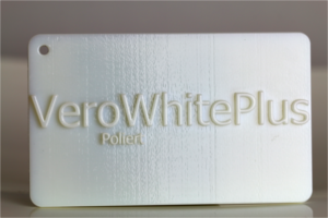 Sample part from VeroWhitePuls 3D printing glossy